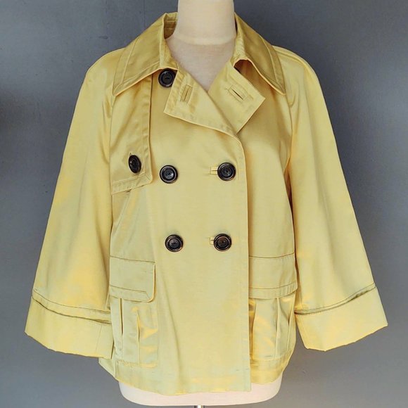Emma James Jackets & Blazers - Short yellow trench coat